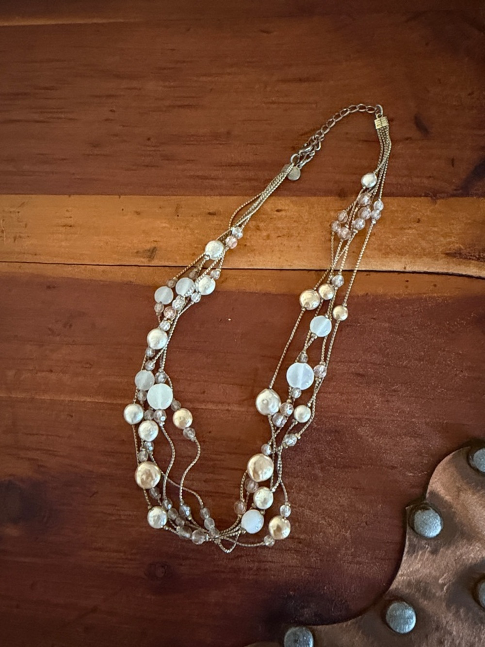 Multi-Strand Gold Pearl & Crystal Necklace - Women Jewelry